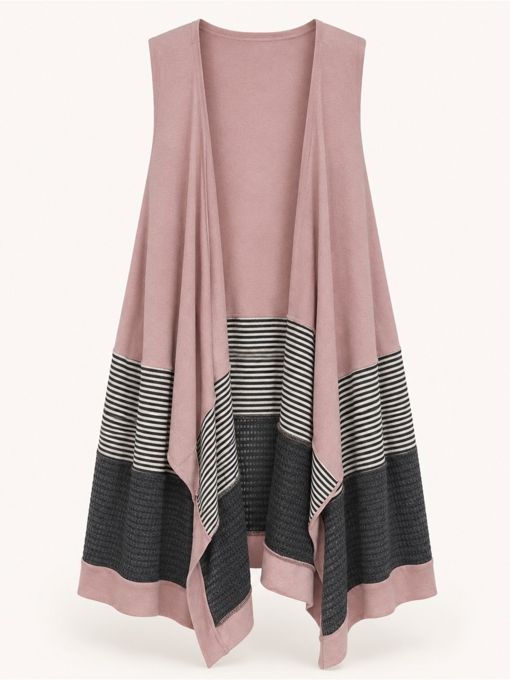 NWT Heimish USA Pink Gray Colorblock Draped Vest Cardigan M